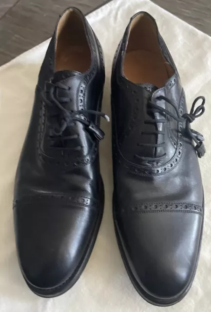 Gucci Black Leather Laces Up Goodyear Welted Shoes Size US 12 Made In Italy