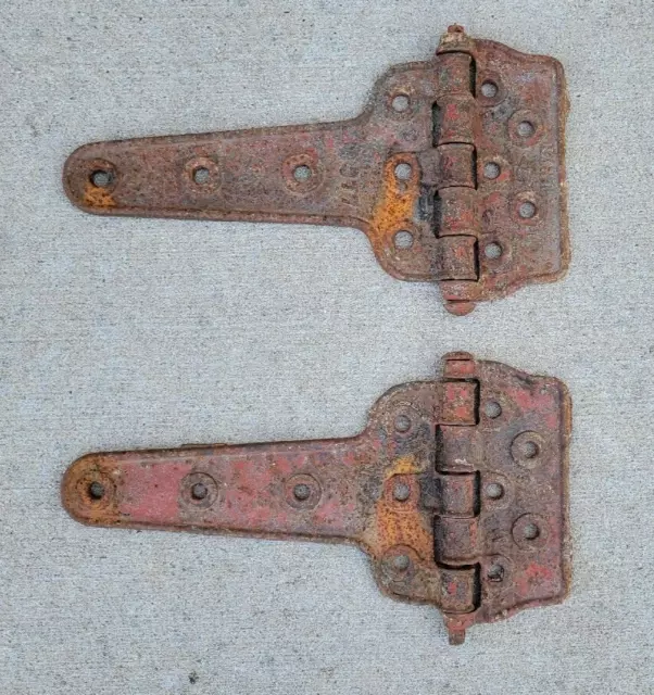 PAIR of HEAVY DUTY, EXTRA LARGE Vintage Railroad Box Car Hinges Barn (3 of 3)
