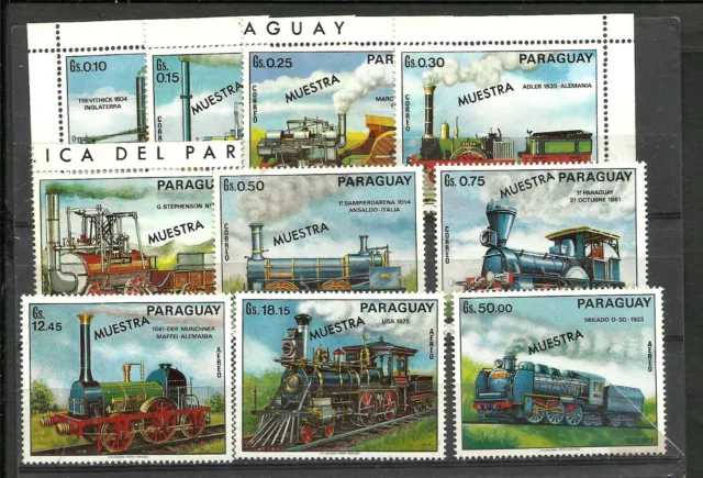 Paraguay Ralways Michel 2254/63 Specimen Complet Set Mnh