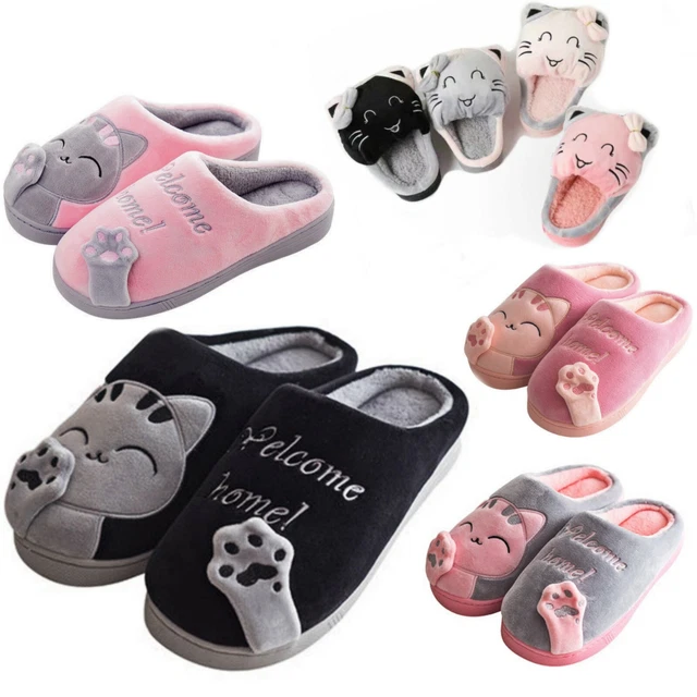 SCARPE Donna Ciabatte Pantofole Gatto Morbide Calde Kawaii Antiscivolo Gomma C37
