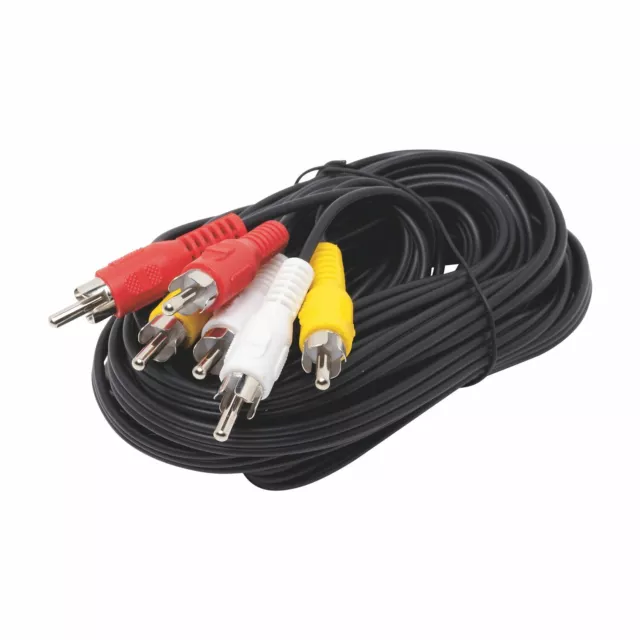 Câble 3 Rca Mâle Extension Audio Vidéo Stéréo Fin Composite Av Pour TV PC 3M 3