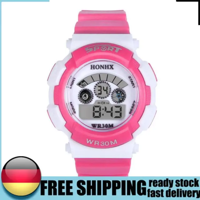 5pcs Multifunction Waterproof Sport Electronic Digital Wrist Watch (Pink) DE