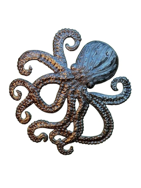 Small Octopus, Sea Life Home Decor, Wall Hanging Metal Plaque, Handmade in Haiti