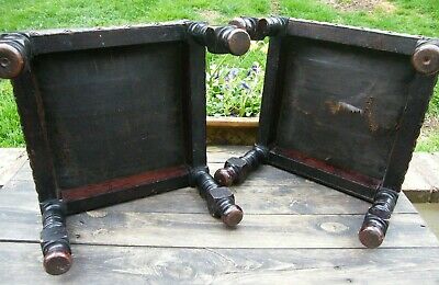 A Pair Of Carved Wood & Faux Leather Country House Foot Stools 12