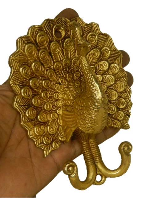 Peacock Antique Finish Handmade Brass Clothes Towel Key Wall Mounted Hanger Hook