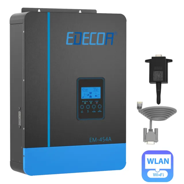 EDECOA Hybrid Wechselrichter 48V 3800W Inverter MPPT 80A OFF Grid 55-450V WIFI