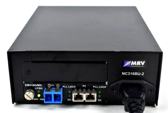 MRV Communications Xyplex NC316BU-2 Fiber Driver Chassis With EM316G/MX Module