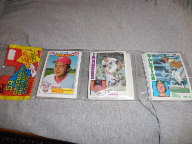 1984 Topps Cello Rack Pack 55 Cards Johnny Bench All Star on top