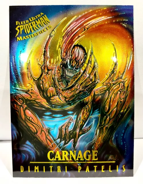 Fleer Ultra Spider-Man Masterpeices CARNAGE Limited Edition Chrome Trading Card