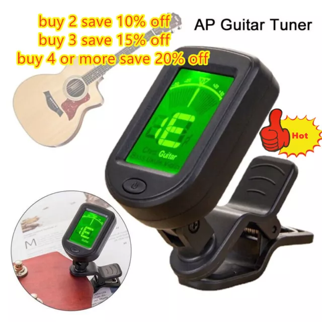 Digital Chromatic LCD Clip-On Tuner For Guitar Ukulele Violin Acoustic Electric~
