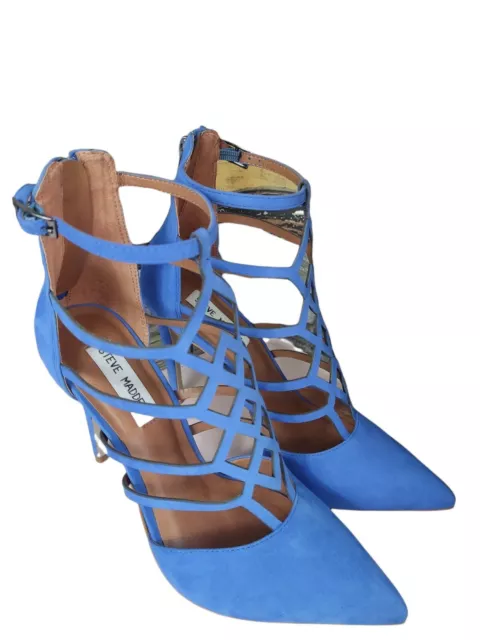 Steve Madden Womens Blue Suede Leather Strappy Caged Heels Size 6 Uk New Free PP