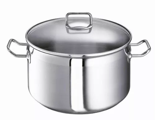 Schulte Ufer Suppentopf Profi-Star flach 28 cm 9,5 L Edelstahl Deckel Induktion