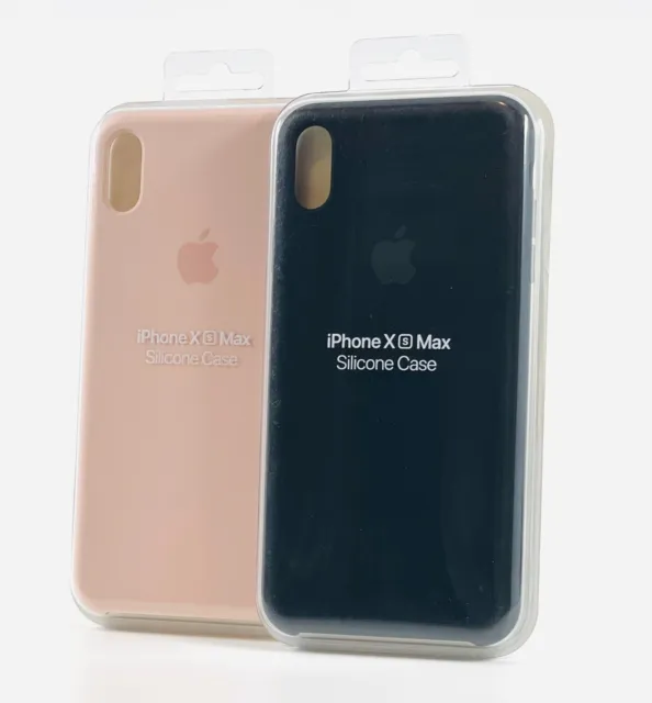 OEM Apple Silicone Case for iPhone XS Max - Black / Pink Sand