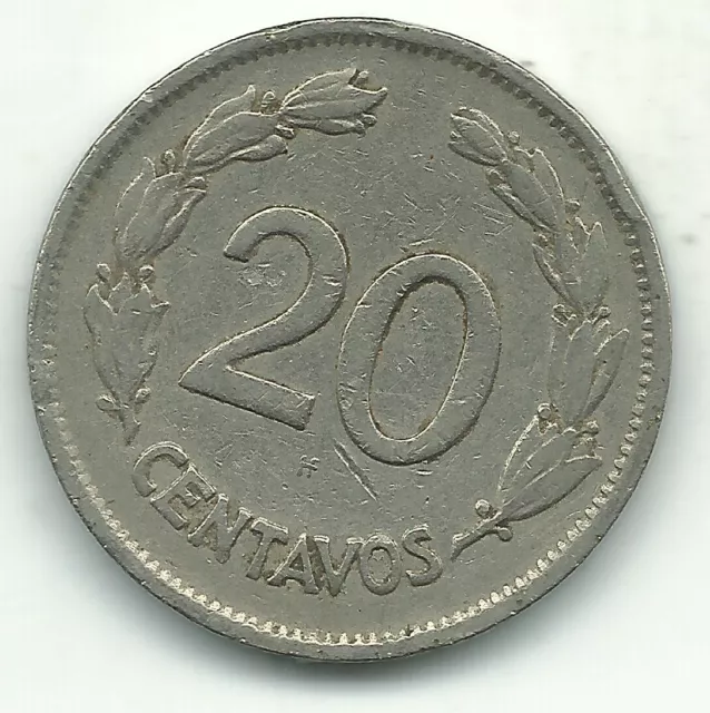 Very Fine Vf 1937 Ecuador 20 Centavos Coin-Mar346 2