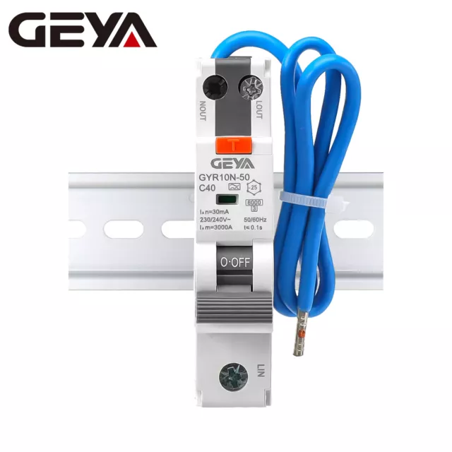 GEYA AC/A Type RCBO 6KA 1P+N 10-50A Circuit Breaker Over Current&Leakage Protect