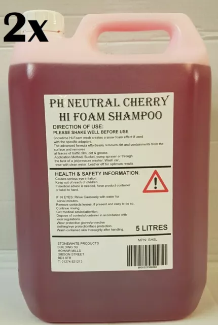 2x Ph Neutral Cherry Car Wash and Wax Shampoo Cleaner 5L