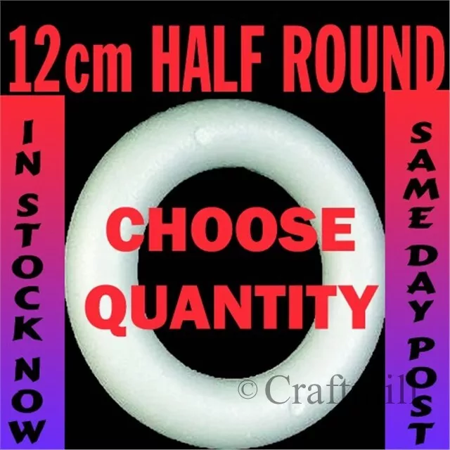 12cm Polystyrene HALF round rounded Rings Wreaths for craft christmas florist