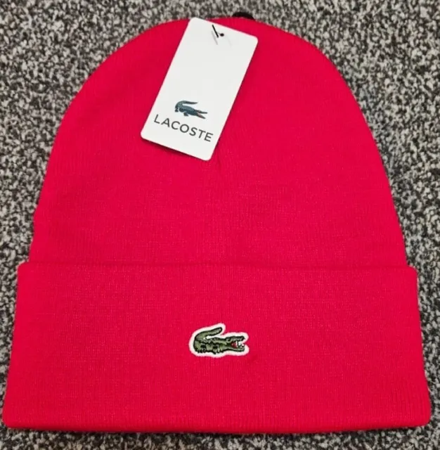 Lacoste Beanie Hat Adults Red