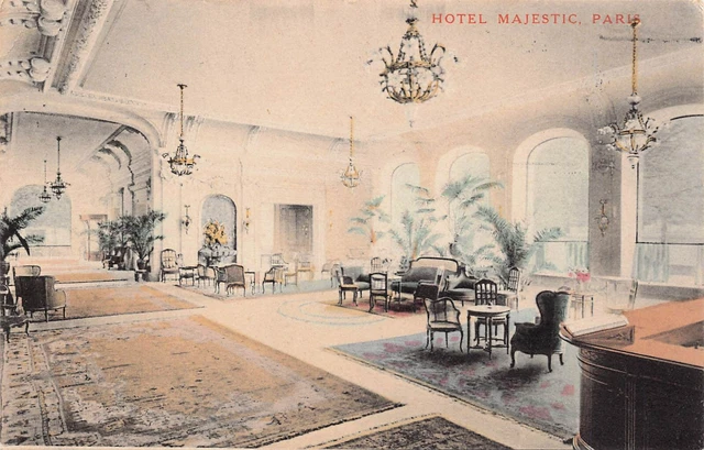 Paris France Hotel Majestic Interior Early 1900s Champs Elysee Vtg Postcard A37
