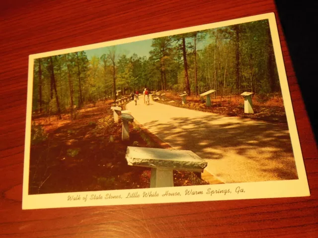 Vintage Rare Postcard Wall Of State Stones Little White House Warm Springs, Ga