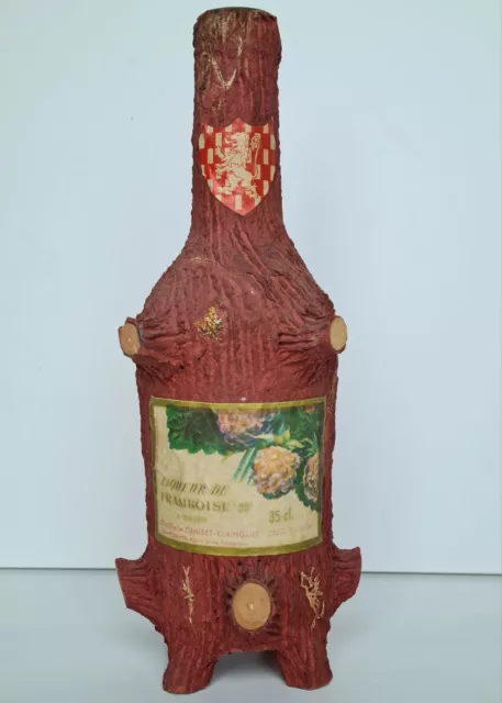 Antica Bottiglie Da Liquore Da Lampone A Pontarlier IN Vetro, Pasta E Legno