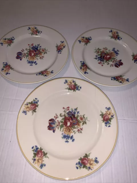 Set of 3 Syracuse China Restaurant Ware Colonial Floral  Plates