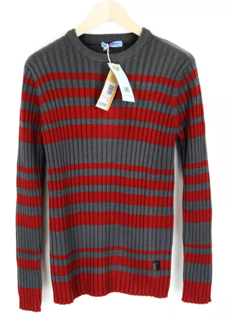 HARMONT & BLAINE XL Men Jumper Grey Cotton Wool Cashmere Striped Knitted Sweater