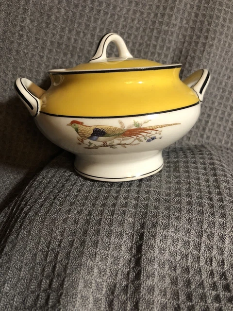 Vintage OP CO Syracuse China Art Studio Yellow Plate Bird Sugar Bowl RARE B88