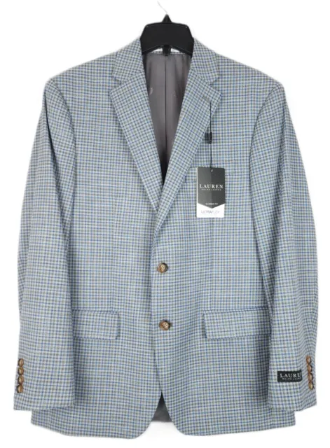 Lauren Ralph Lauren Men's Classic-Fit Ultraflex Blazer Grey/Blue Check 44L NWT