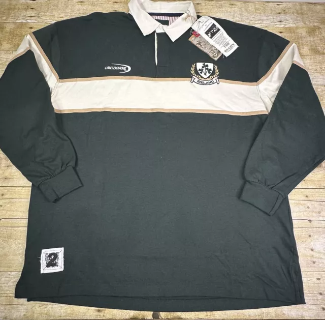 NEW LANSDOWNE HERITAGE Collection Ireland Rugby Polo Shirt Green Gold ...