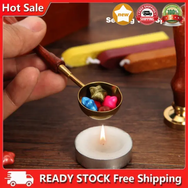Fire Wax Seal Stamp Wax Melting Spoon Vintage Wood Handle Sealing Wax Spoon