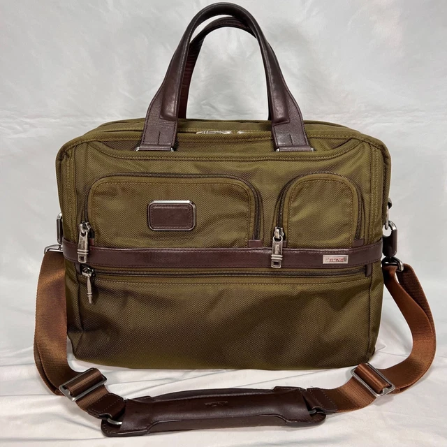 TUMI 261410L2 ALPHA2 Expandable Organizer Computer Brief  olive