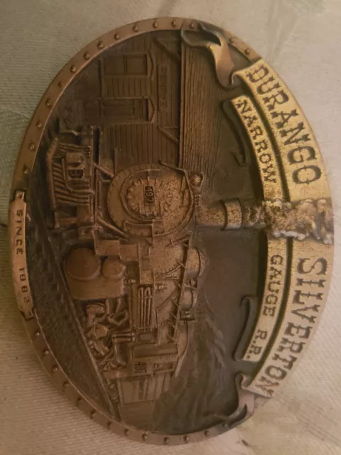 Vintage 1986 Solid Brass The Durango Silverton Narrow Gauge Railroad Belt Buckle