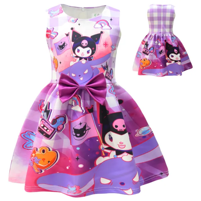 NEW Kuromi Dress Bow Princess Dresses Girls Tank Dress Summer Twirl Dress Party