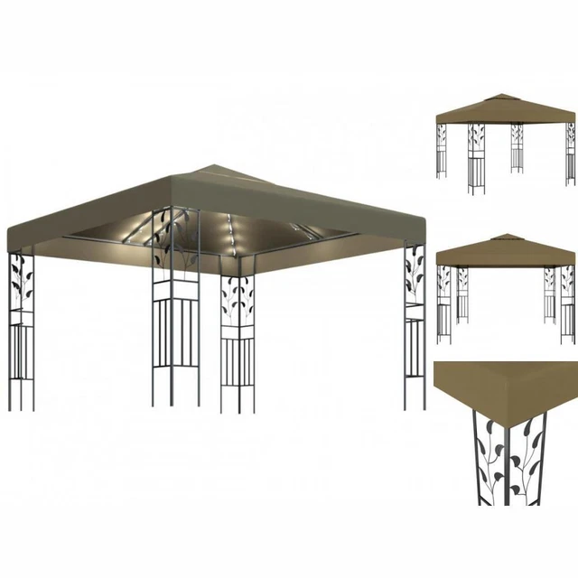 Pavillon Gartenzelt Mit LED-Lichterkette 3x3 M Taupe