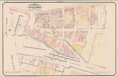 1890 Montreal, Canada, St. Ann's Ward, Lachine Canal, Mill Race, Copy Atlas Map