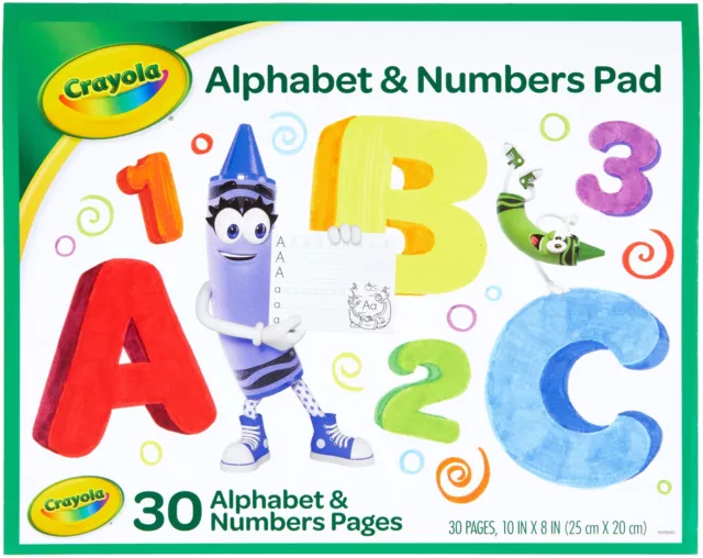 6 Pack Crayola Alphabet & Numbers Pad 10"X8"-30 Sheets 99-3406