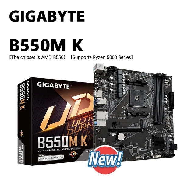 GIGABYTE B550M K Micro ATX Motherboard AMD AM4 Ryzen 5000 Series PCI-E ...