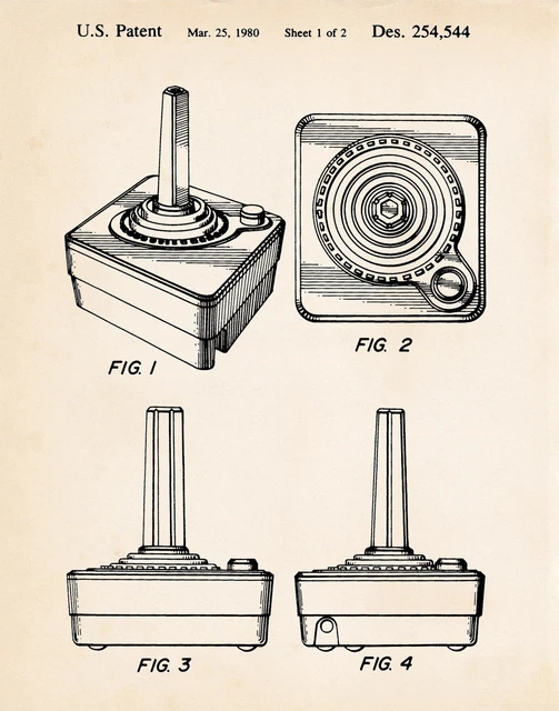 1980 Retro Atari 2600 Joystick Controller Vintage Patent Video Games Art Posters