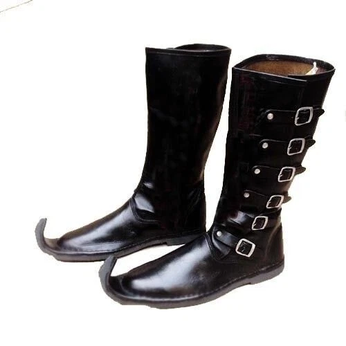 Stivali medievali in pelle, rievocazione rinascimentale scarpe pirata uomo stivali DGAD
