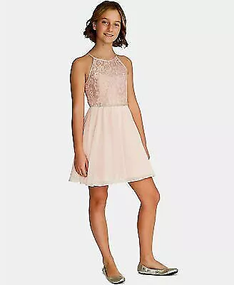 Rare Editions Big Girls Glitter-Lace Chiffon Dress, Size 7