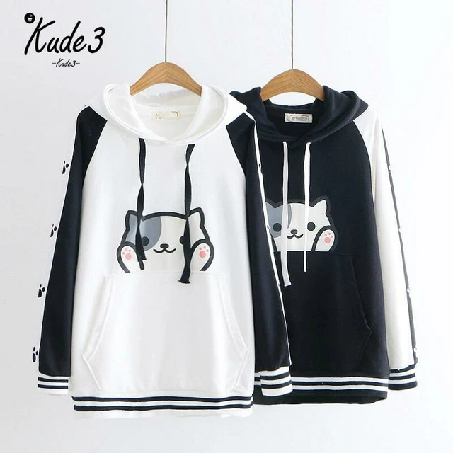 Harajuku Neko Cat Kawaii Hoodie Lolita New Cute Cat Paw Printed School Student