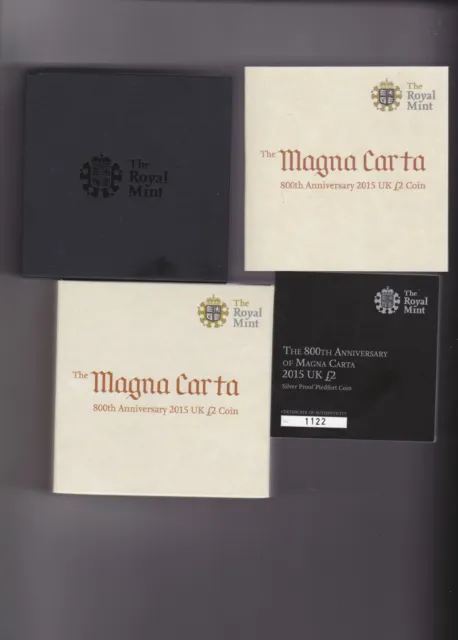 Boxed Royal Mint 2015 Piedfort Silver Proof Magna Carta £2 Coin With Certificate 3