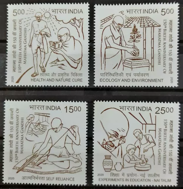 Indischem 2020 Set/4 Briefmarke 150TH. Geburt Jubiläum Von Mahatma Gandhi. MNH