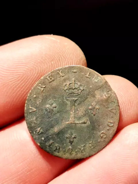 Louis XV , Double sol de billon 1740 B Rouen ! 1,47 g