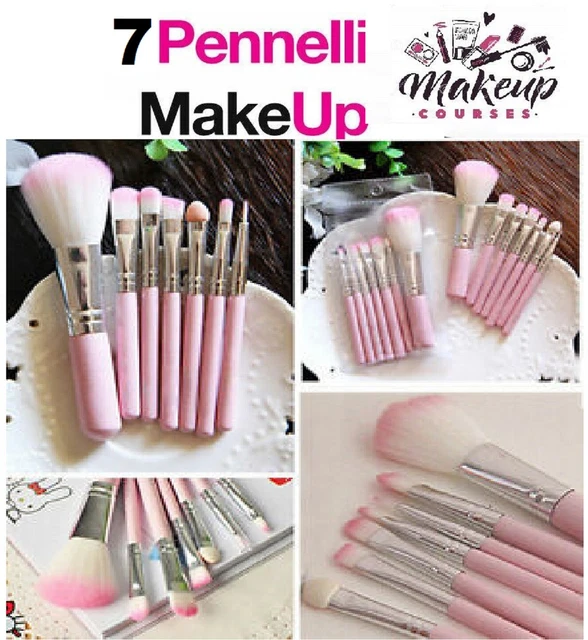 Set 7 Pennelli Per Trucco Cosmetica Make Up Ombretto Fard Professionale