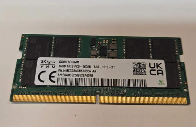 Mémoire RAM 16 Go HMCG78AGBSA092N 16G 1RX8 DDR5 5600B pour ordinateur