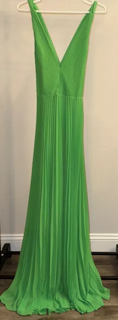 Milly Oria Pleated Dress In Kelly Green - Size 6