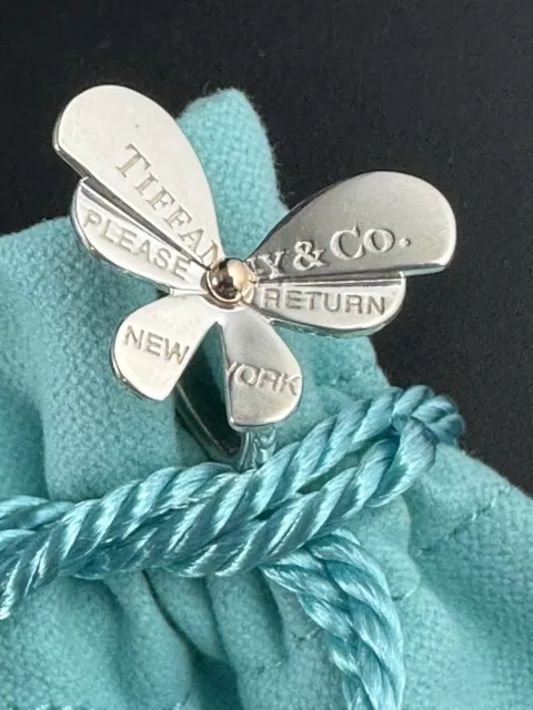 Tiffany & Co. Love bugs Butterfly Flower Ring 18K YG Sterling