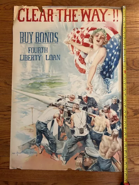 WWI Propaganda Poster:  Clear the Way! -- Buy Bonds 4th Liberty Loan (Original)